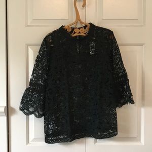 LOFT Scroll Lace Mockneck Top